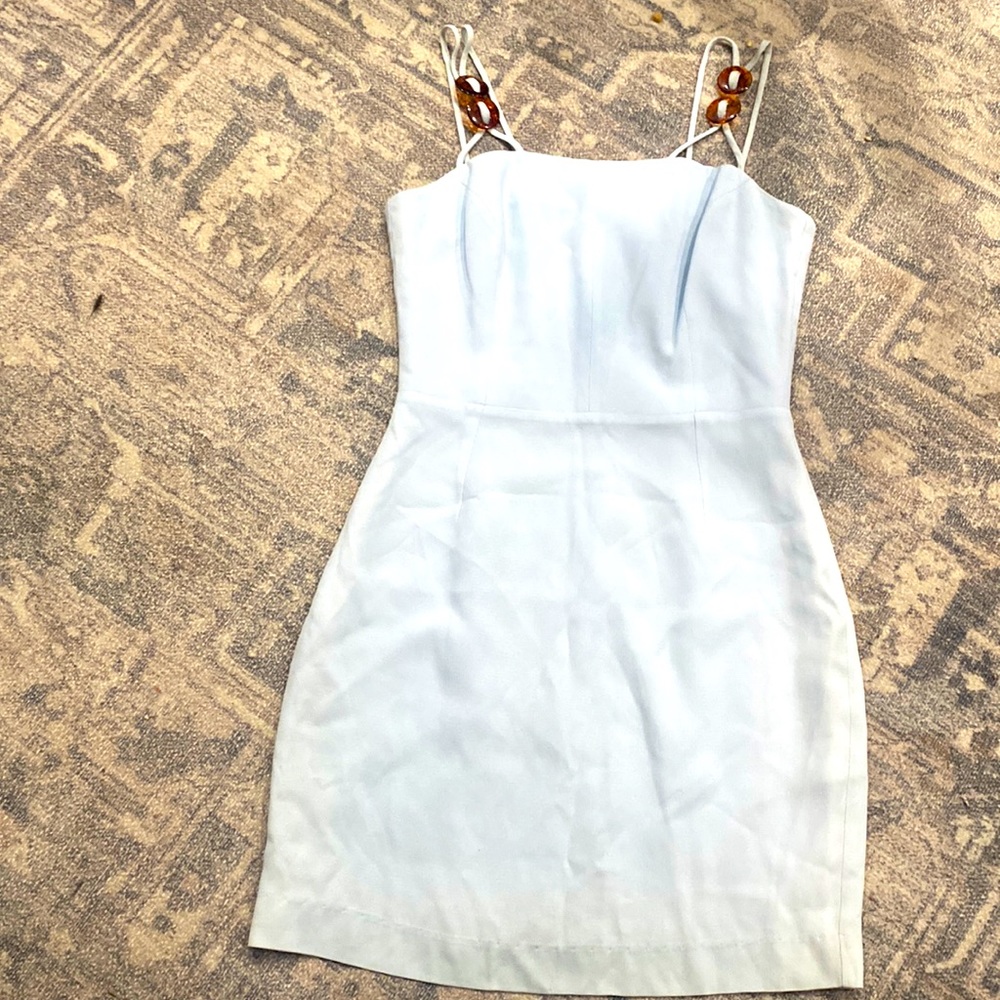 Laura Stearn Cruciano Novecento womens light blue pencil dress sz L France